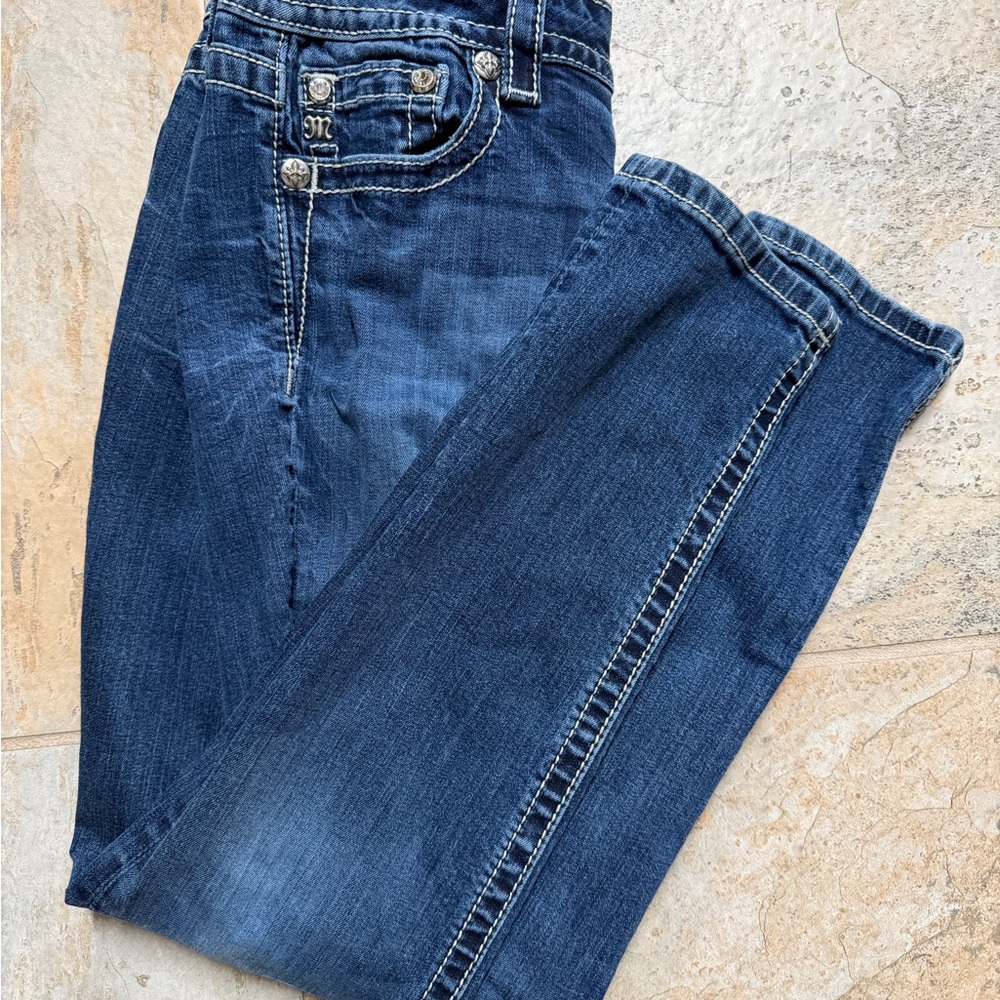 Miss Me Blue Dark Wash Embroidered Pocket Jeans